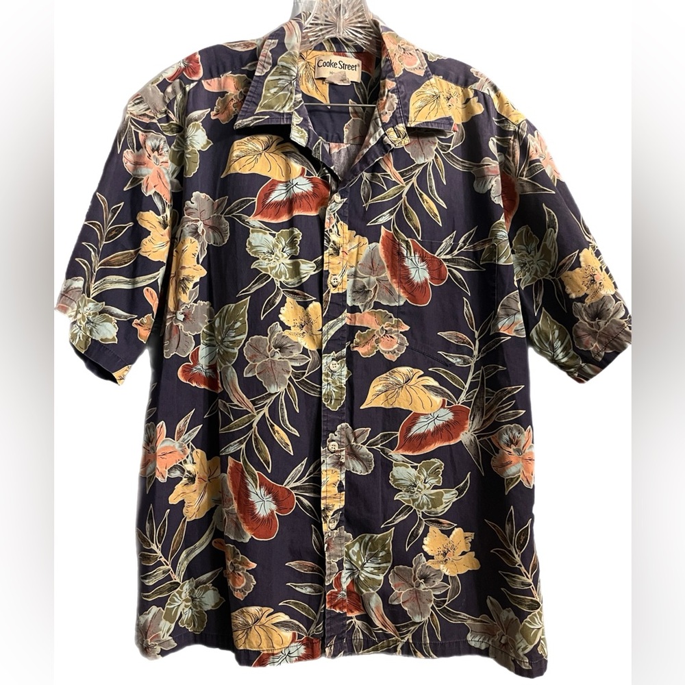 Vtg 1990’s Cooke Street Honululu Hawaiian button down shirt sleeve camp shirt